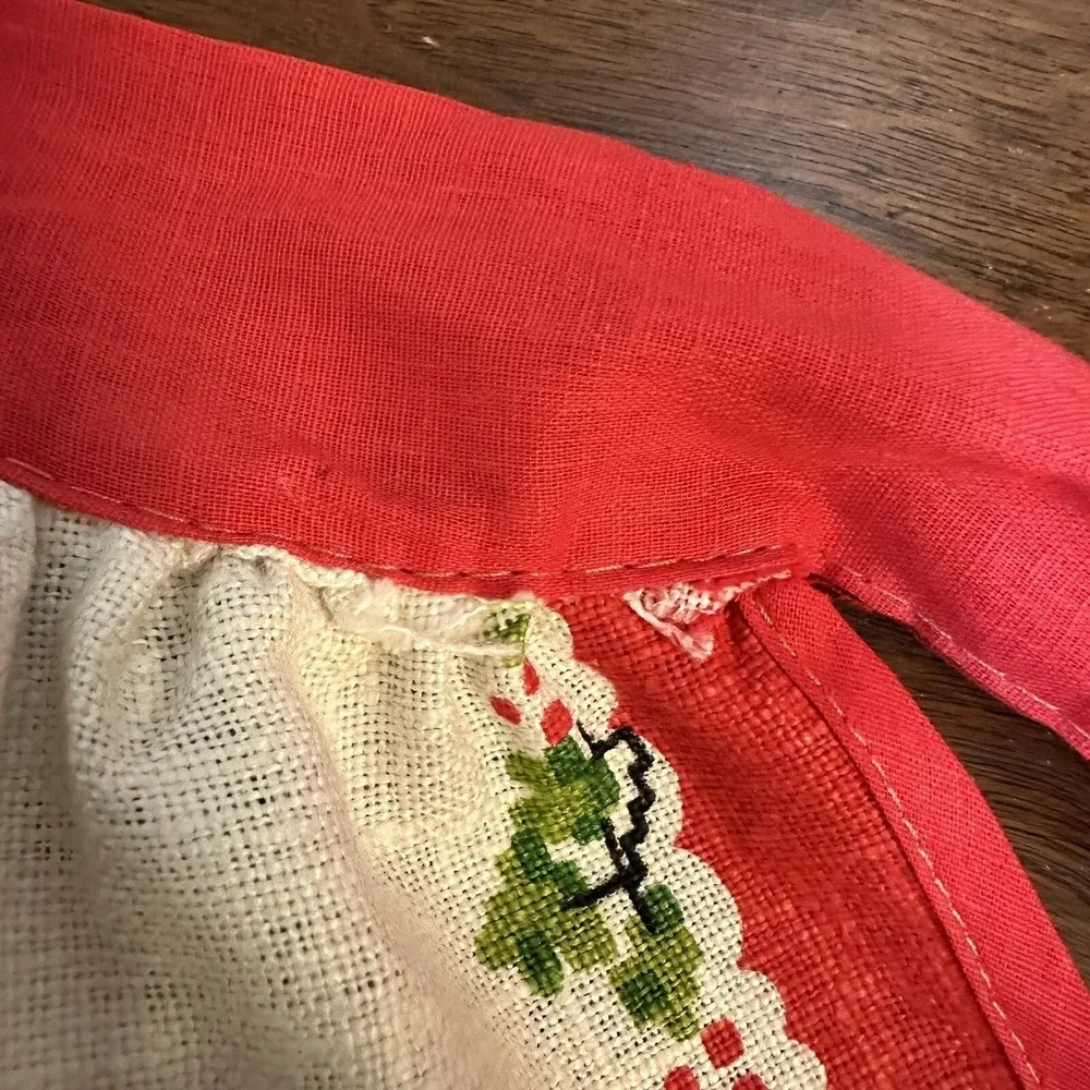Vintage Linen Half Apron Kitchen Retro Noel Christmas Victorian Carolers